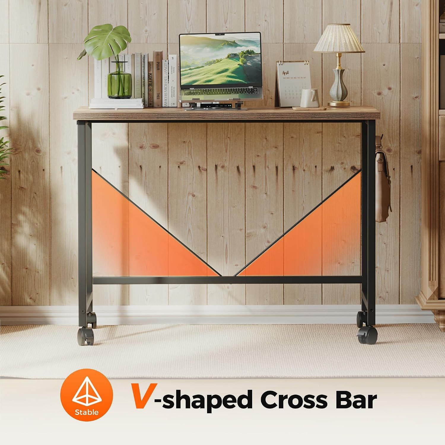 Mericonia 32x16 Inch Computer Desk with Wheels, Small Simple Rolling Desk